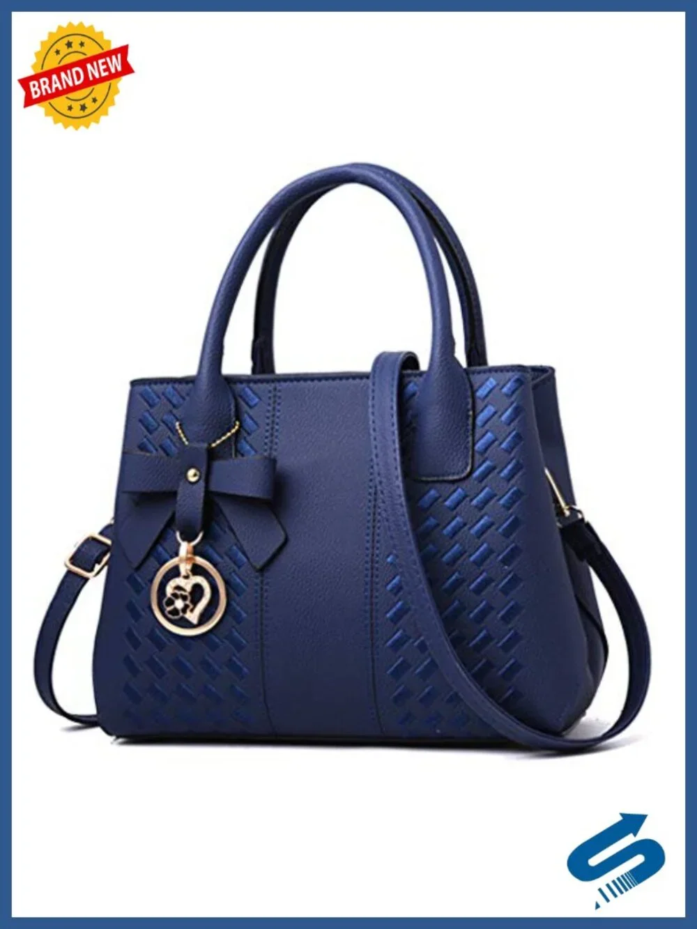 PU Leather Top Handle Satchel Shoulder Tote Bag with Bow Knot